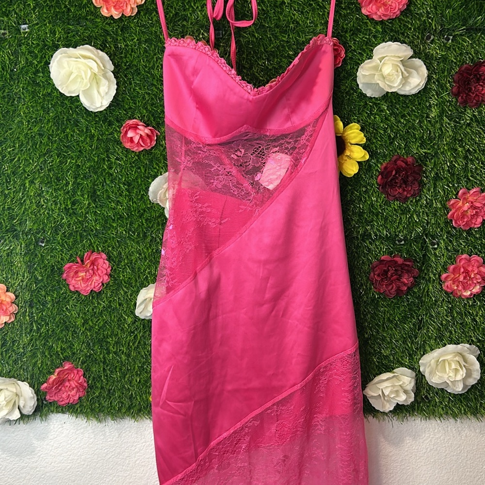 Vibrant Pink Lace Chemise